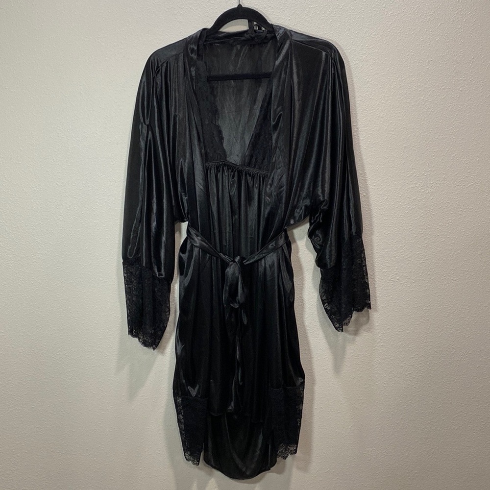 Sexy slip and‎ robe black lace  halter